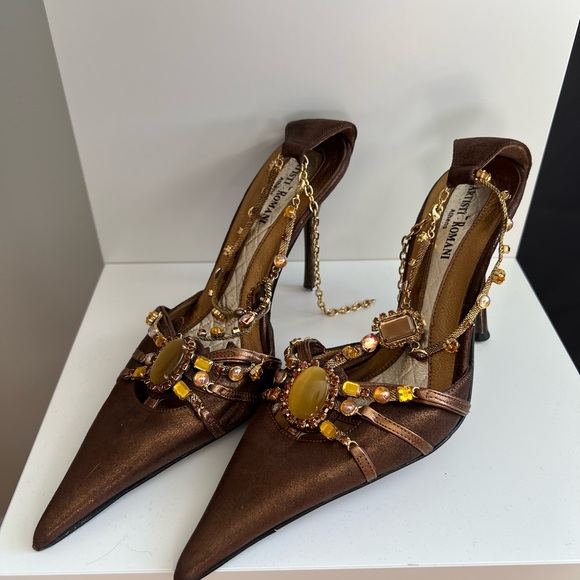 Artisti Romani Shoes - Vintage Artisti Romani Athens T strap Genuine Leather Pointed Toe Heels 36 6.5-7
